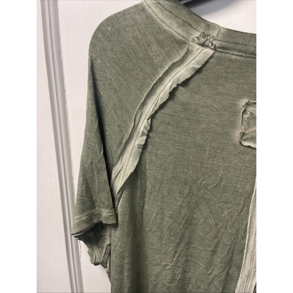 Zenana Outfitters Oversized S Moss Green Short Sleeve Raglan Tee Easily Fit 1X - Picture 11 of 12